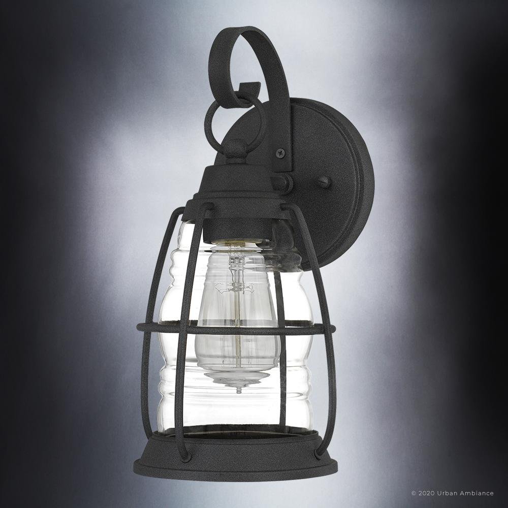 UQL1543 Nautical Outdoor Wall Light, 12.25"H x 6"W, Black Sand Finish, Danbury Collection