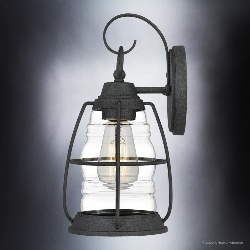 UQL1543 Nautical Outdoor Wall Light, 12.25"H x 6"W, Black Sand Finish, Danbury Collection