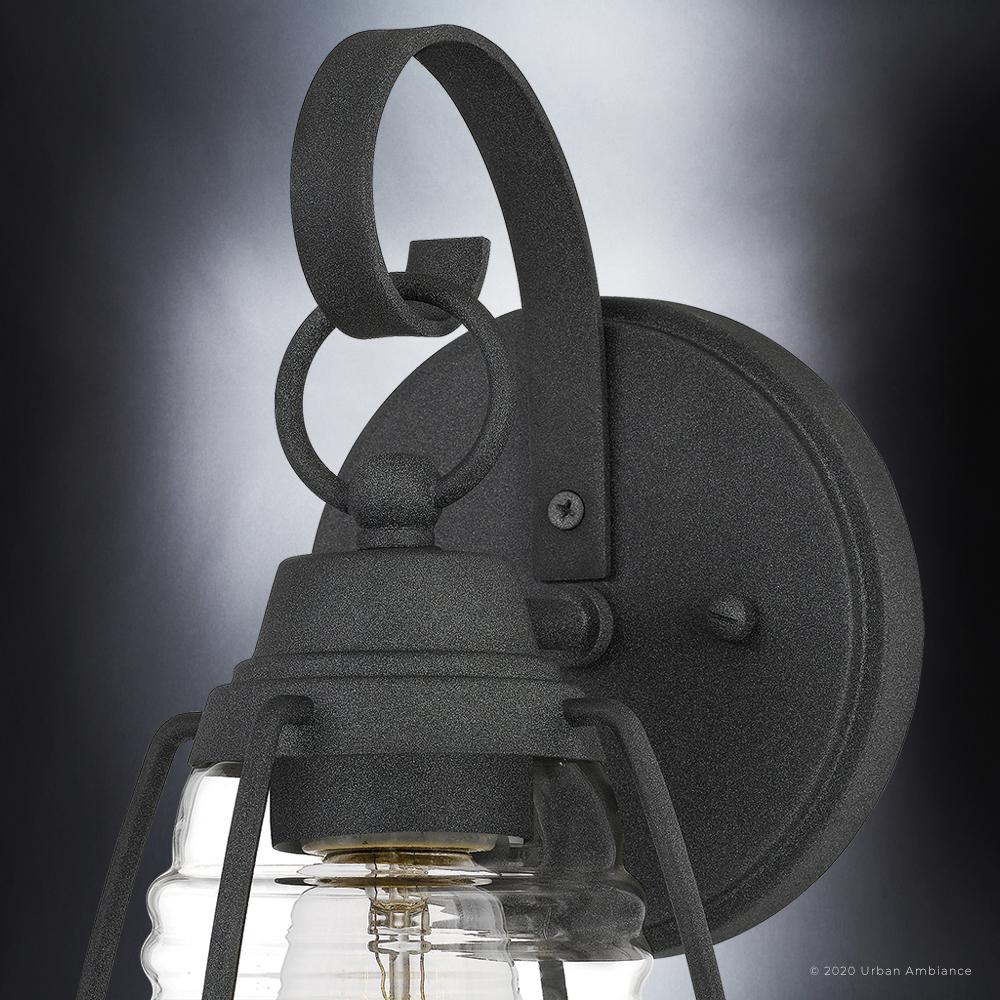 UQL1543 Nautical Outdoor Wall Light, 12.25"H x 6"W, Black Sand Finish, Danbury Collection