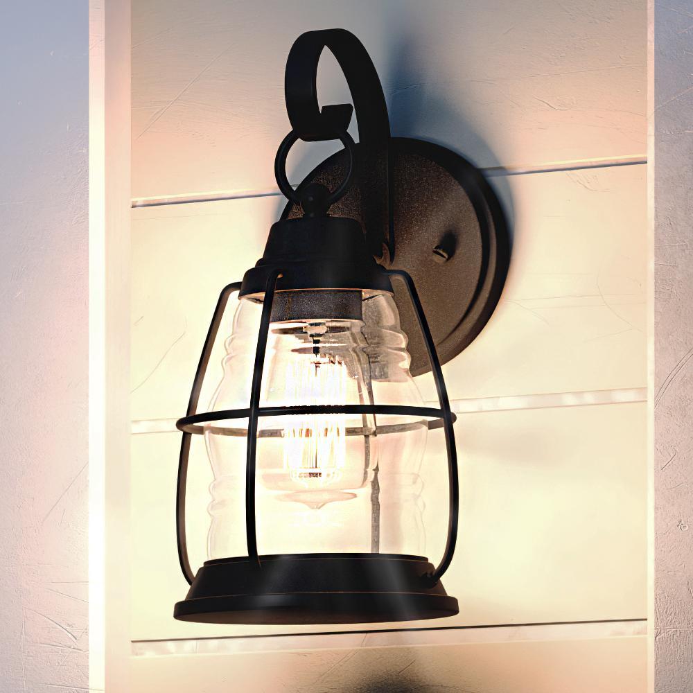 UQL1543 Nautical Outdoor Wall Light, 12.25"H x 6"W, Black Sand Finish, Danbury Collection