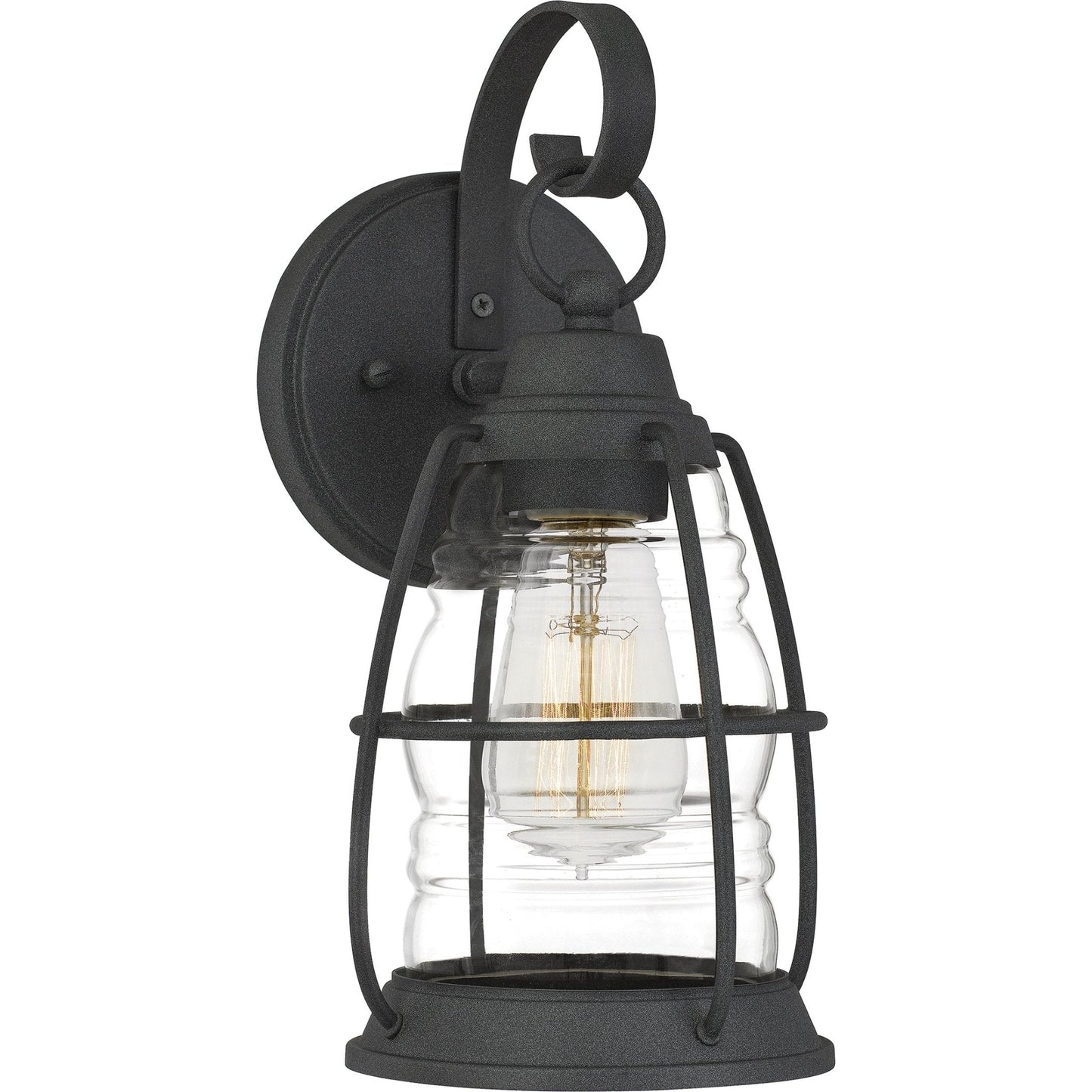 UQL1543 Nautical Outdoor Wall Light, 12.25"H x 6"W, Black Sand Finish, Danbury Collection