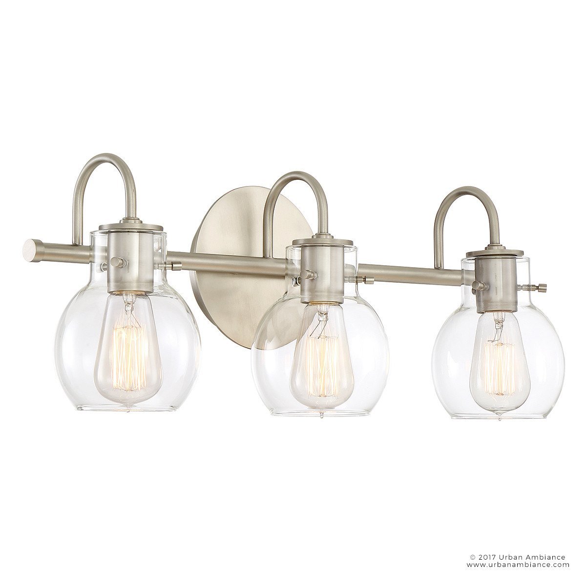 UQL2041 Vintage Bathroom Light, 9"H x 22"W, Aged Nickel Finish, Venice Collection