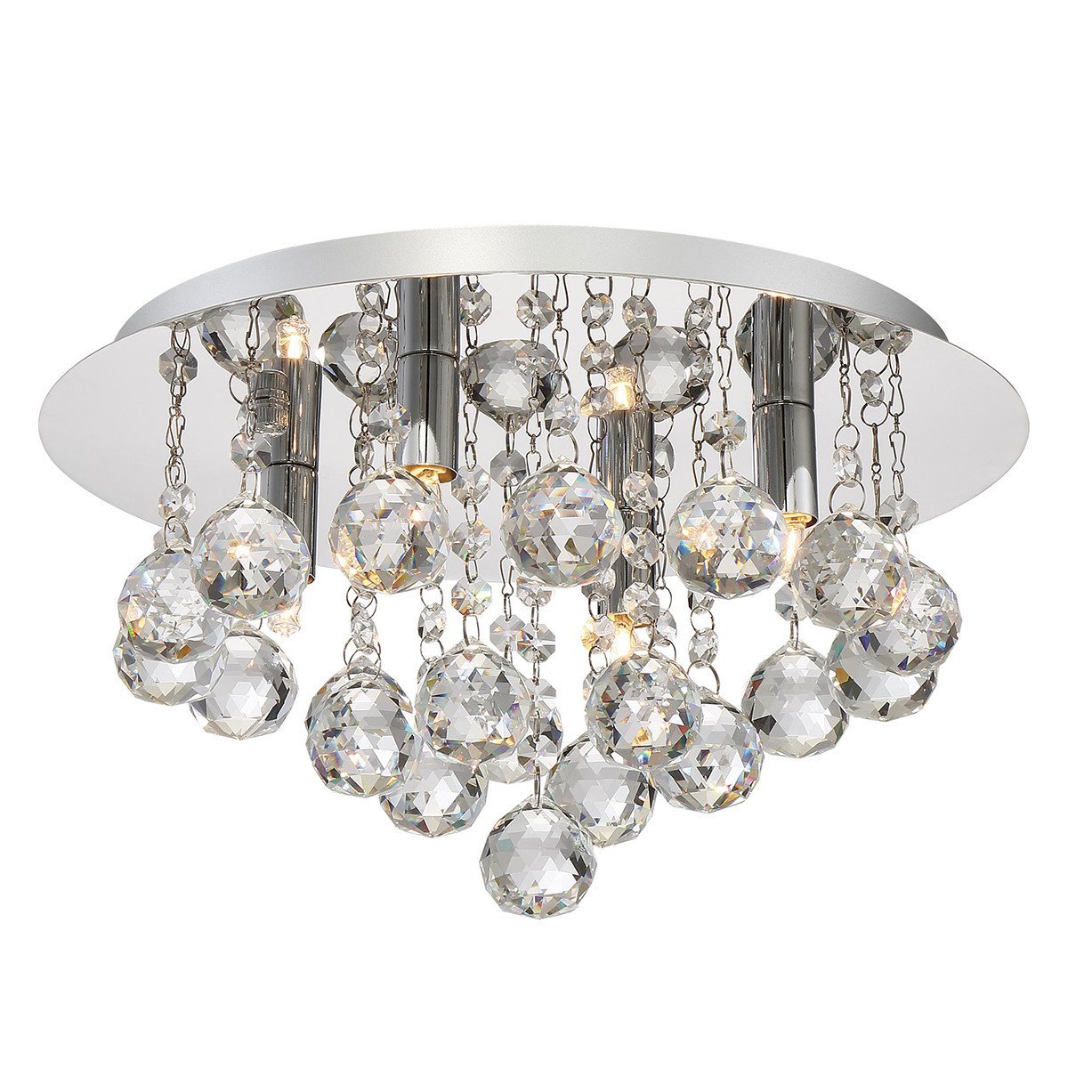 UQL2083 Traditional Flush Mount Ceiling Light, 7.75"H x 13.75"W, Chrome Finish, Manhattan Collection