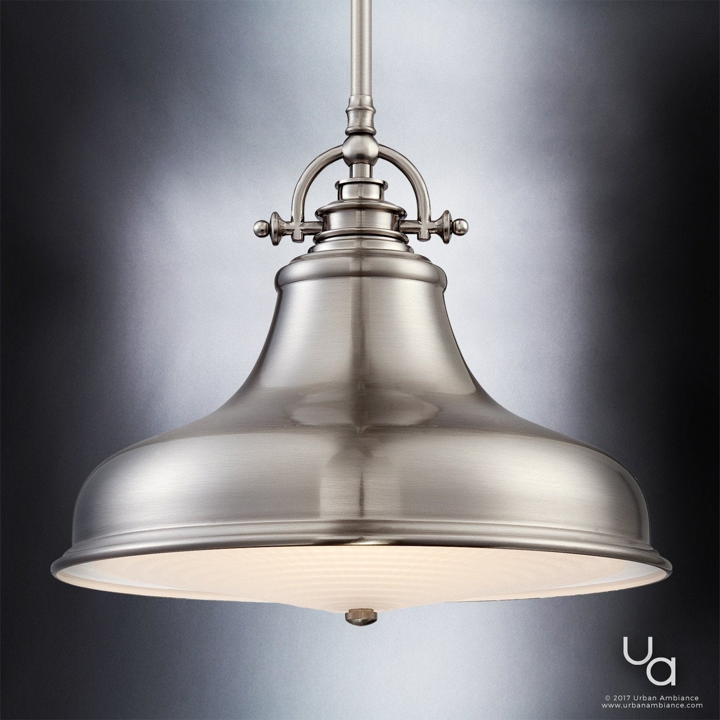 UQL2286 Industrial Hanging Pendant Light, 11.5"H x 13.5"W, Brushed Nickel Finish, Sonoma Collection