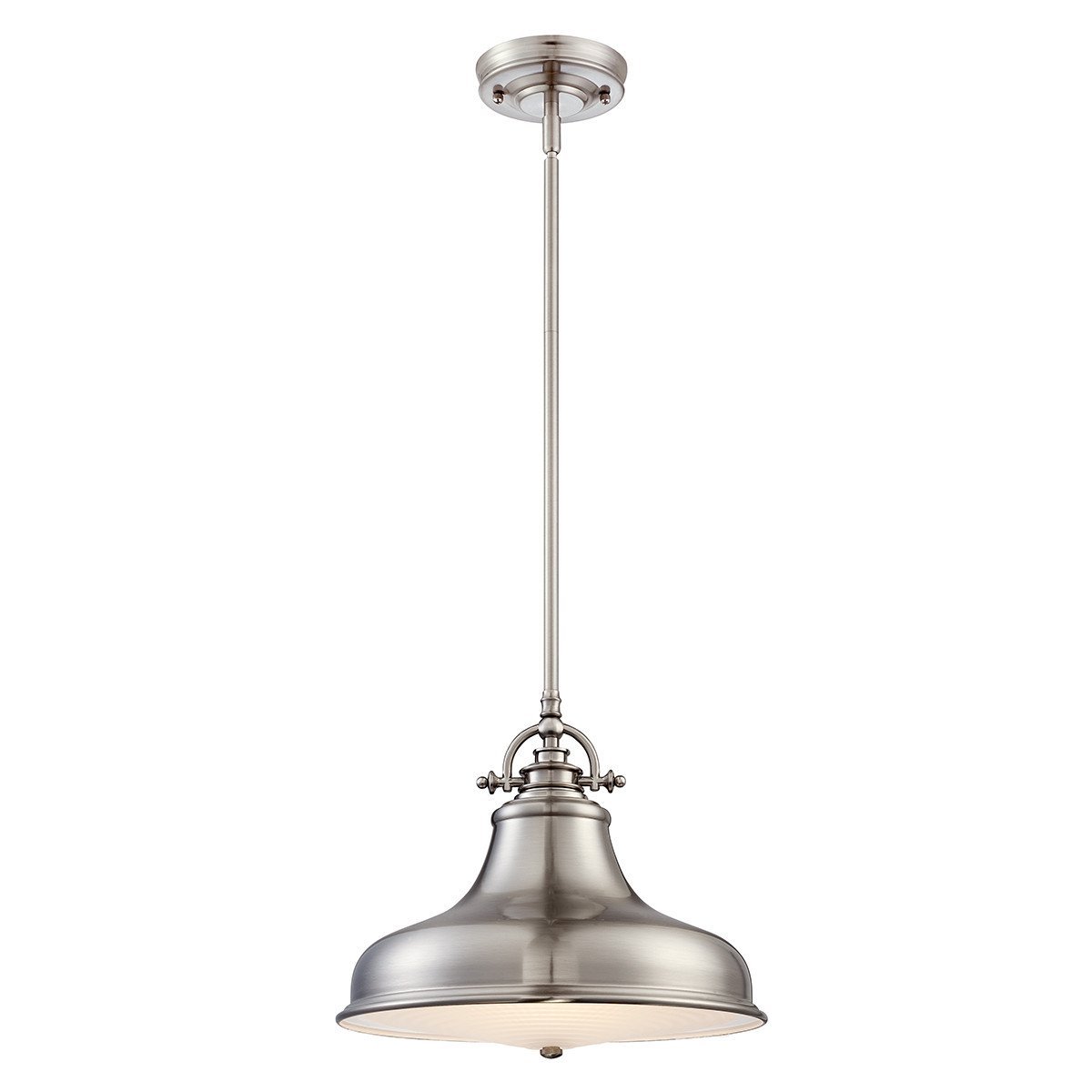 UQL2286 Industrial Hanging Pendant Light, 11.5"H x 13.5"W, Brushed Nickel Finish, Sonoma Collection