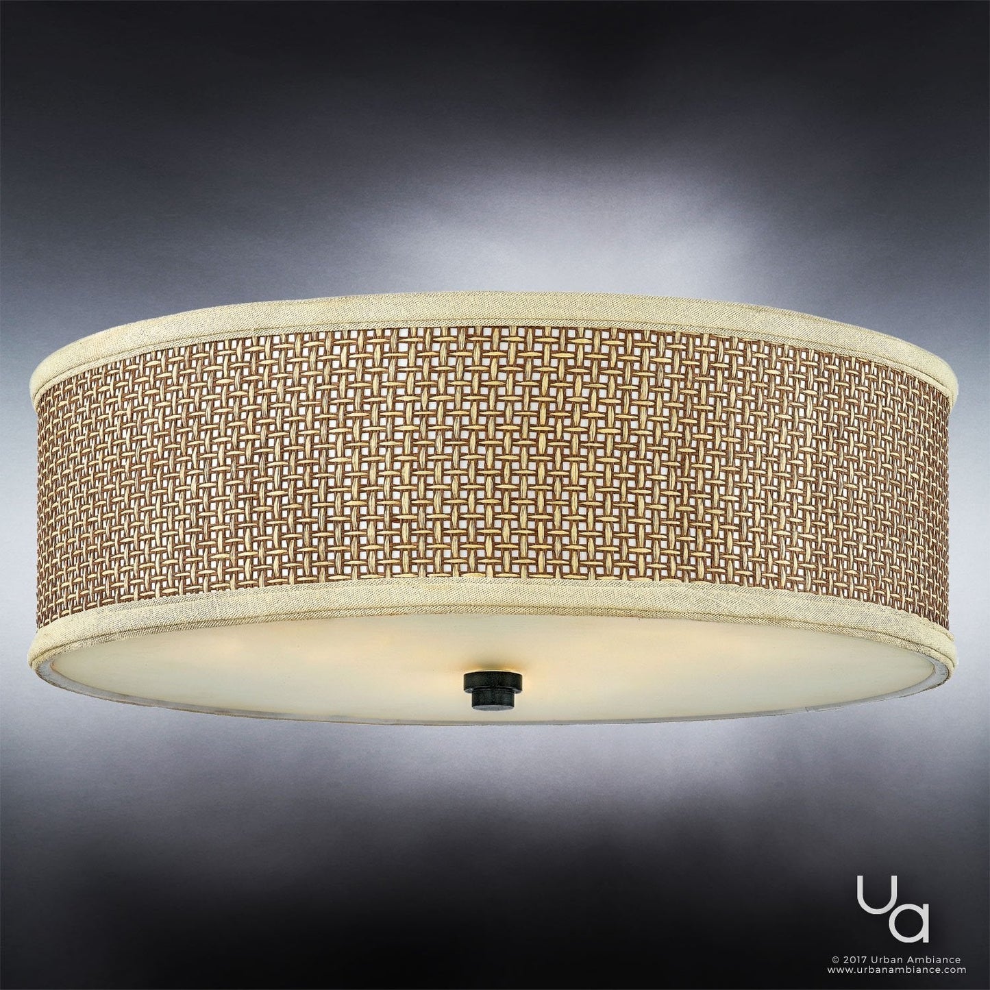 UQL2740 Transitional Flush Ceiling Light, 6.5"H x 17"W, Black Silk Finish, Shanghai Collection