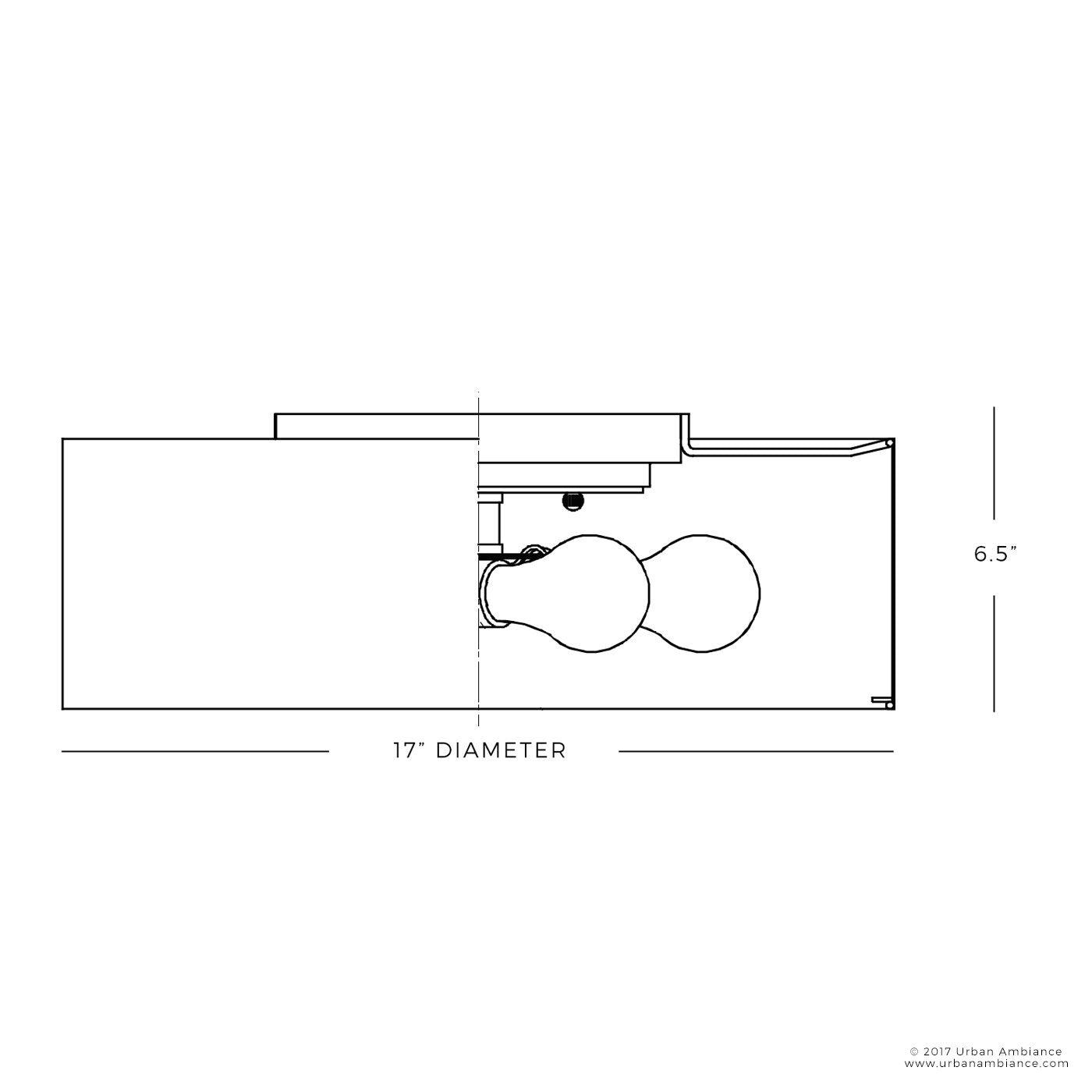 UQL2740 Transitional Flush Ceiling Light, 6.5"H x 17"W, Black Silk Finish, Shanghai Collection