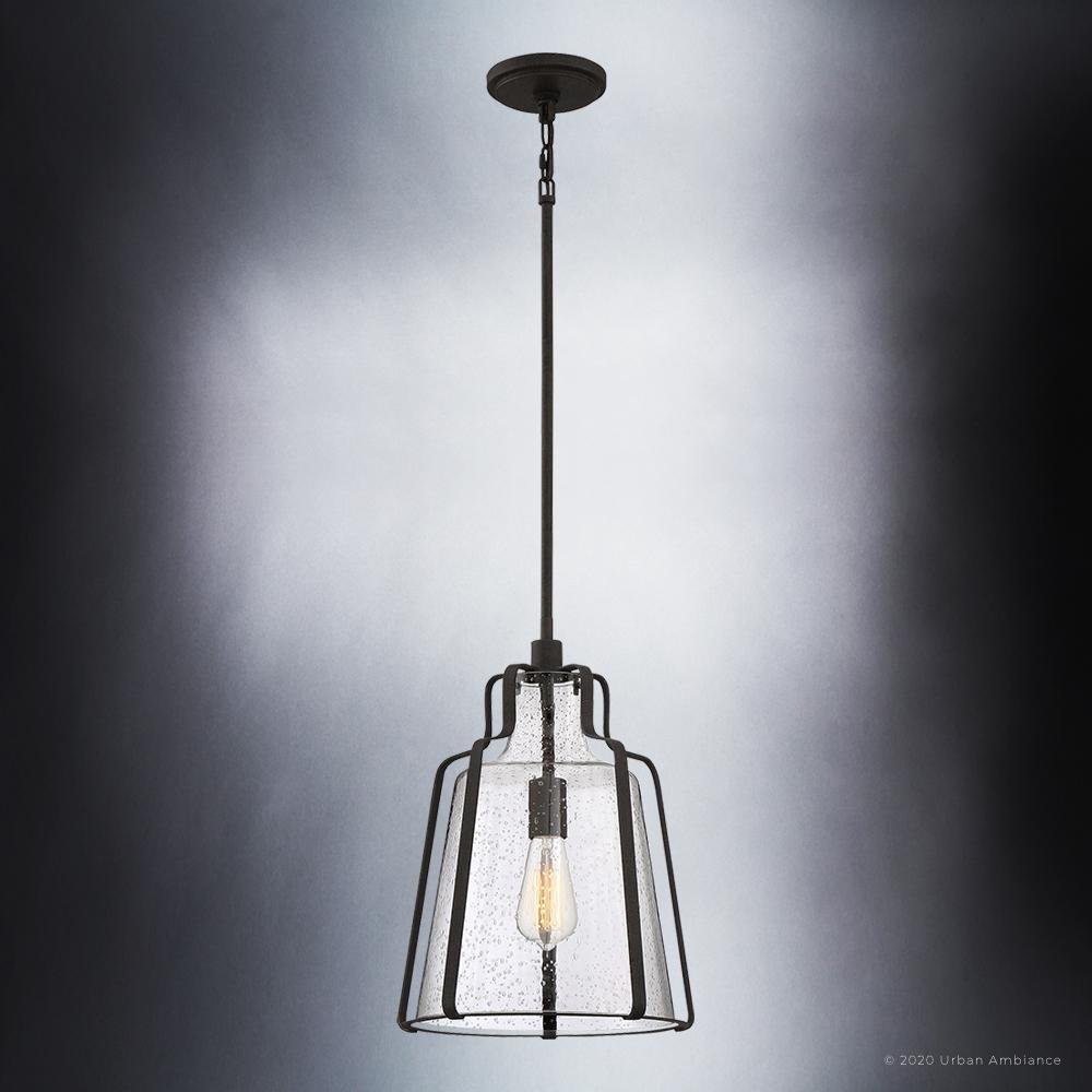 UQL3600 Luxe Industrial Pendant Light, 16.75"H x 12.5"W, Antique Black Finish, Yakima Collection