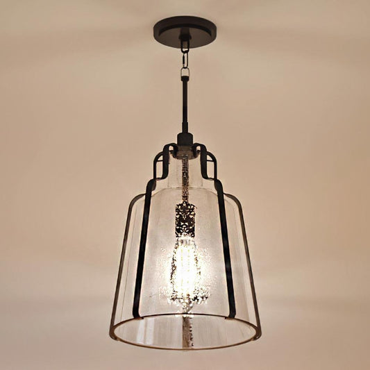 UQL3600 Luxe Industrial Pendant Light, 16.75"H x 12.5"W, Antique Black Finish, Yakima Collection