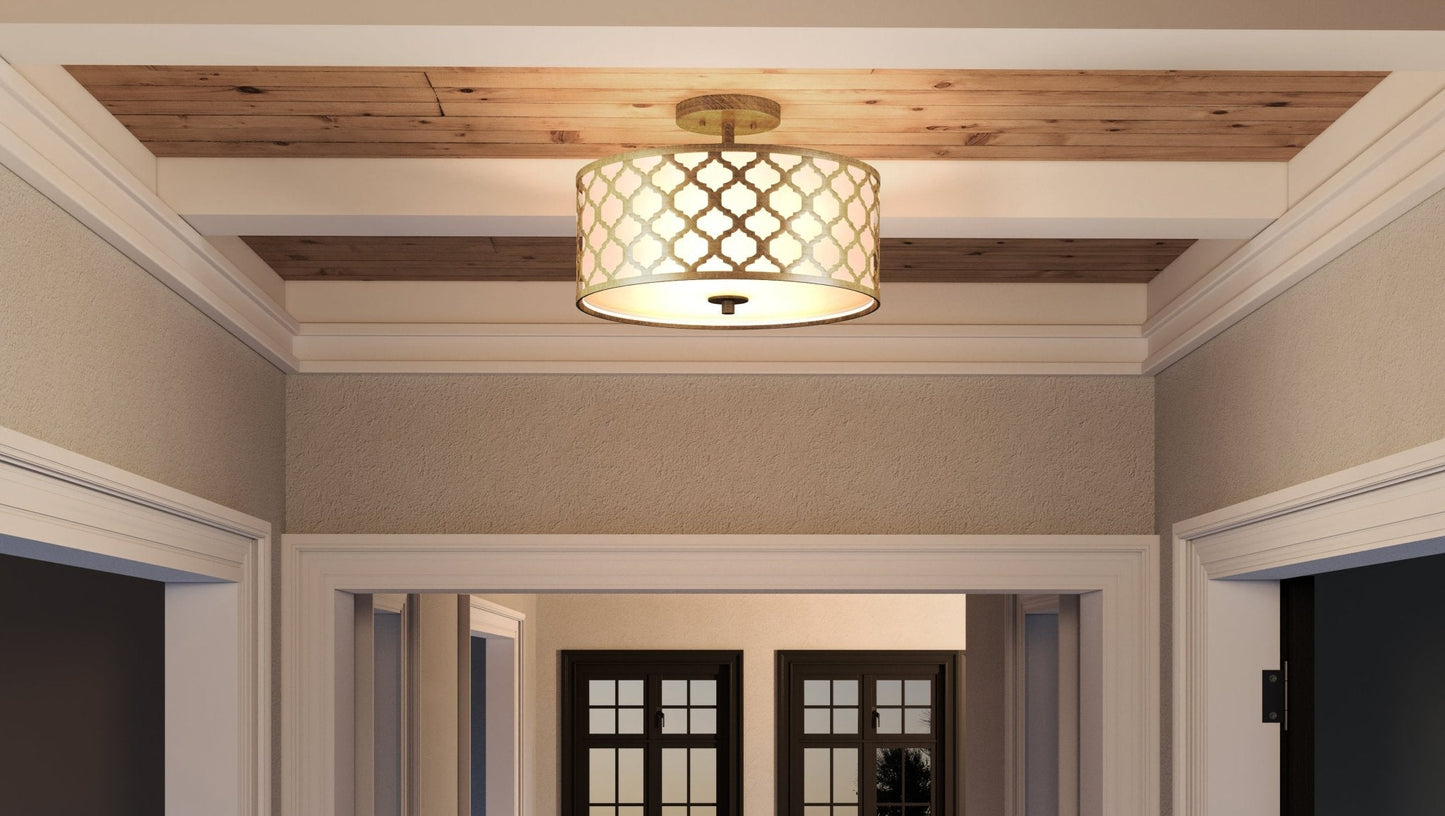 UEX2020 Mediterranean Ceiling Light 11''H x 16''W, Dark Gold Finish, Arlington Collection