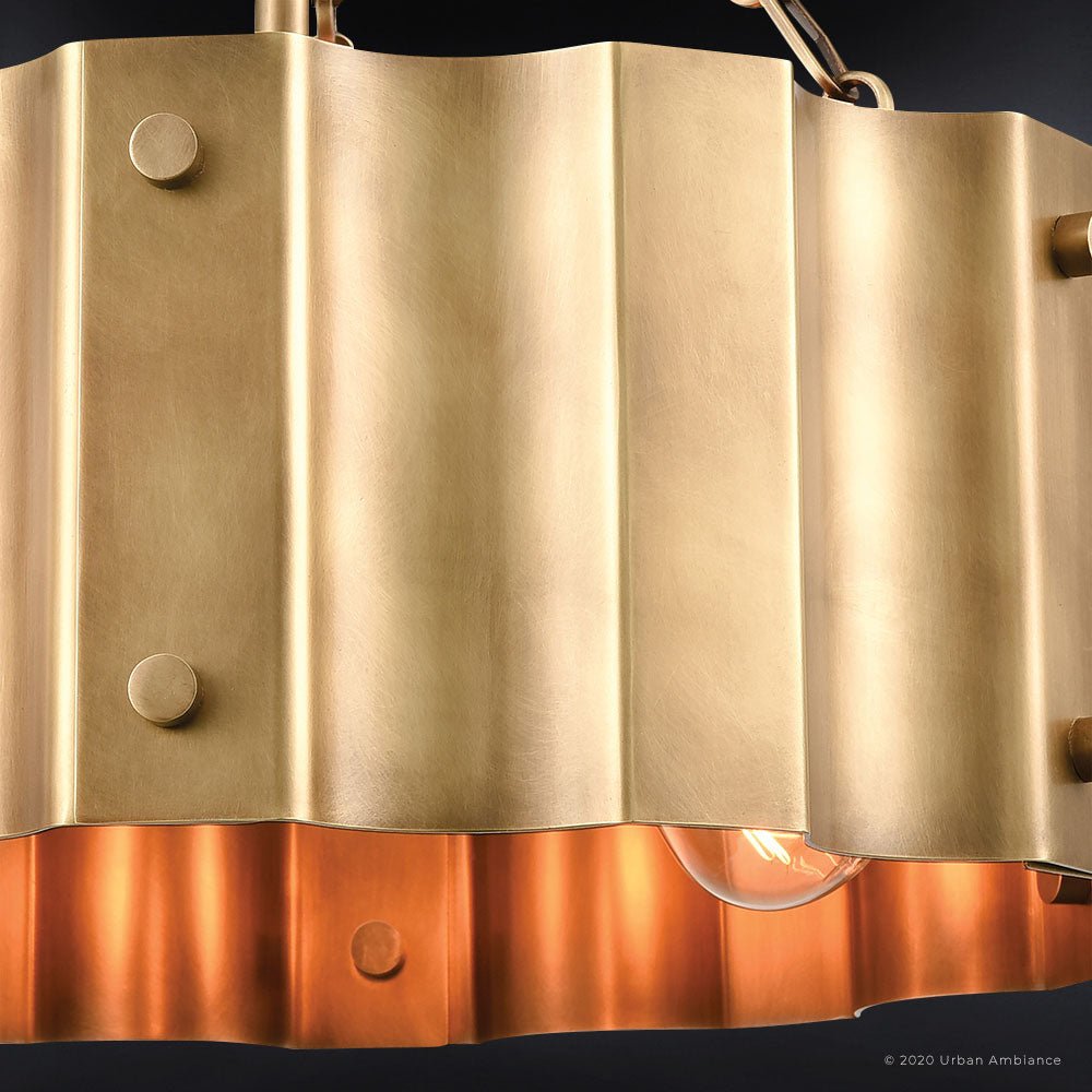 UEX2046 Luxe Industrial Ceiling Light 14''H x 17''W, Native Brass Finish, Claremore Collection