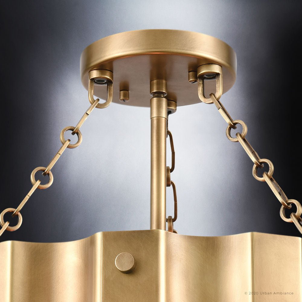 UEX2046 Luxe Industrial Ceiling Light 14''H x 17''W, Native Brass Finish, Claremore Collection