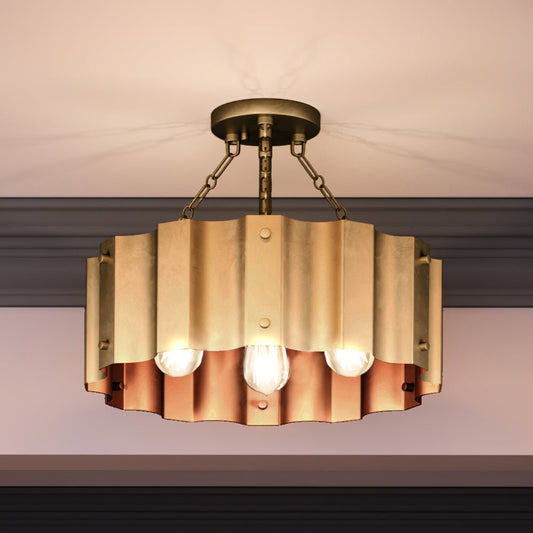 UEX2046 Luxe Industrial Ceiling Light 14''H x 17''W, Native Brass Finish, Claremore Collection