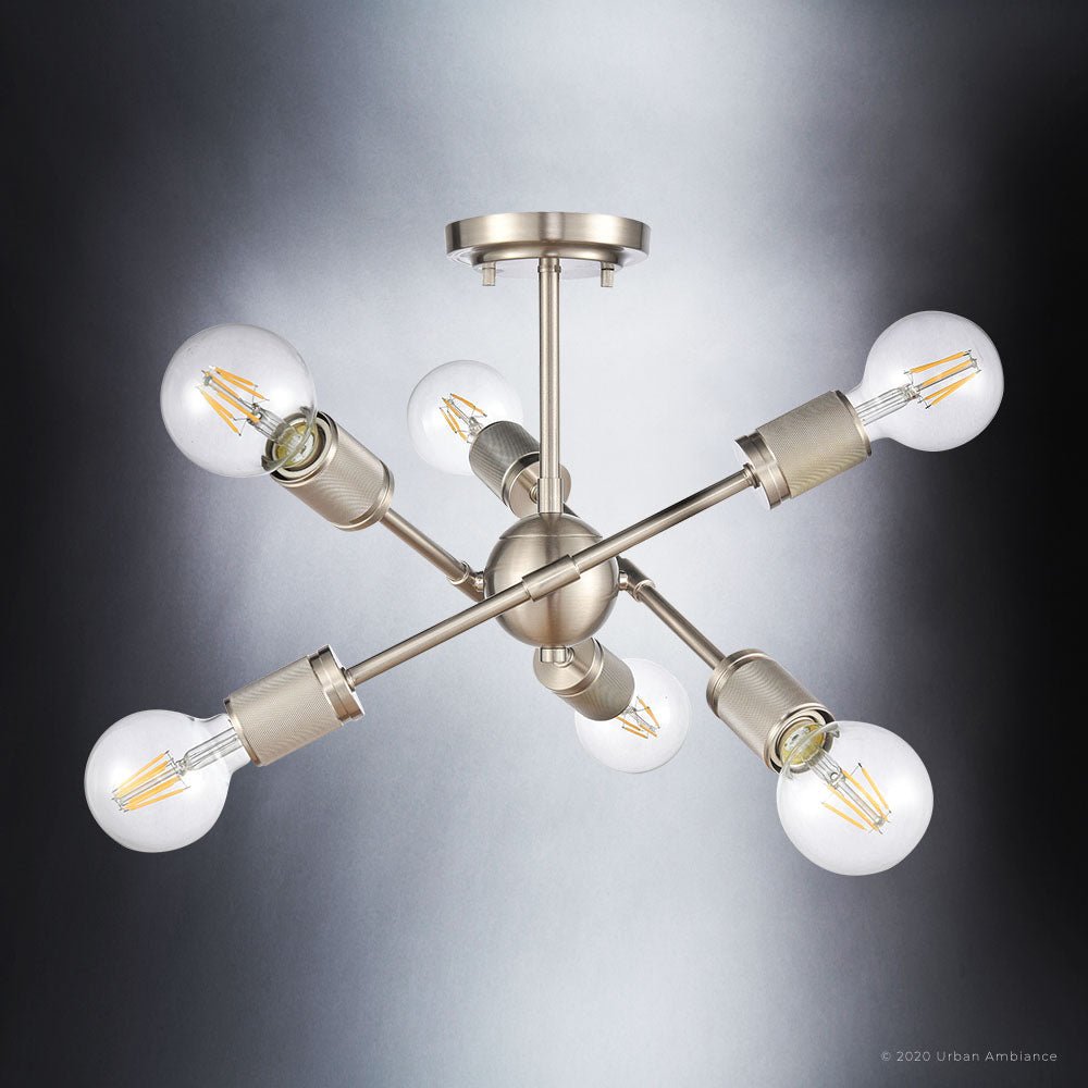 UEX2165 Mid-Century Modern Ceiling Light 13''H x 15''W, Satin Nickel Finish, Berlin Collection