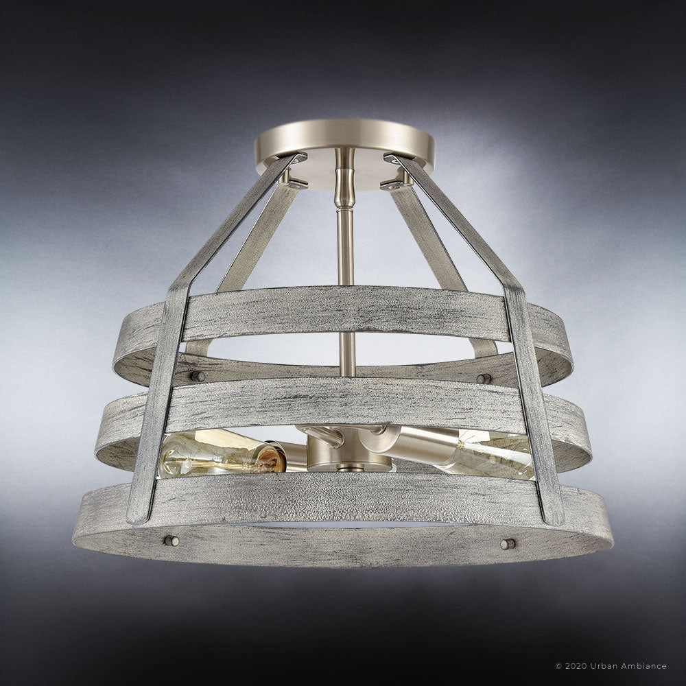 UEX2290 Modern Farmhouse Ceiling Light 12''H x 15''W, Satin Nickel Finish, Eastport Collection