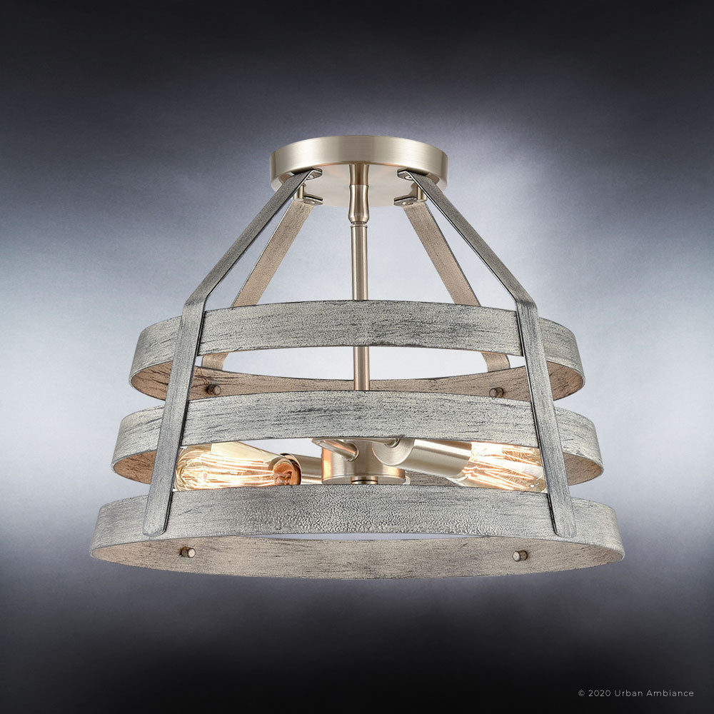 UEX2290 Modern Farmhouse Ceiling Light 12''H x 15''W, Satin Nickel Finish, Eastport Collection