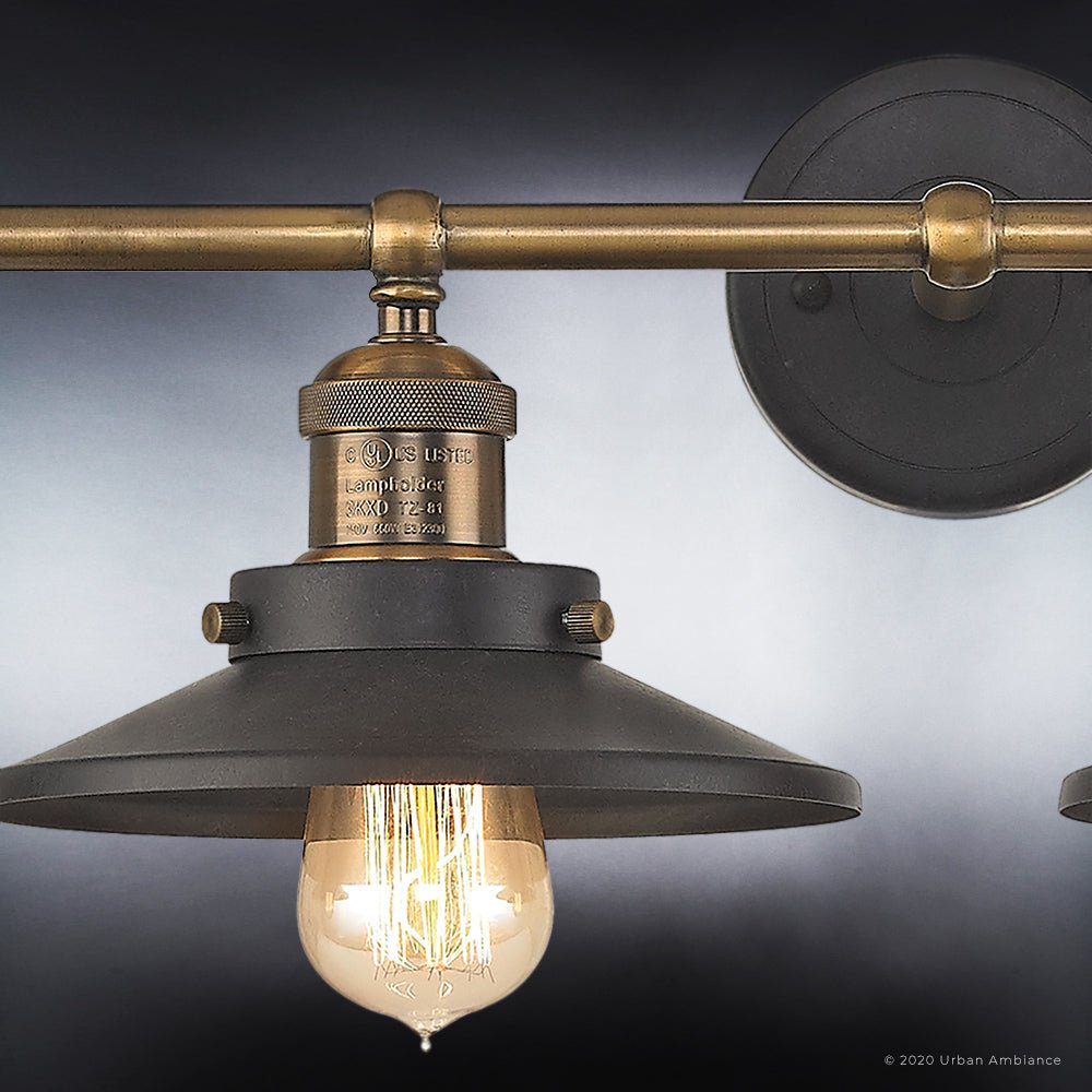 UEX2443 New Traditional Bath Light 8''H x 38''W, Antique Brass & Graphite Finish, Sanford Collection