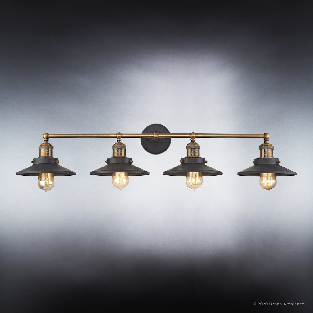 UEX2443 New Traditional Bath Light 8''H x 38''W, Antique Brass & Graphite Finish, Sanford Collection