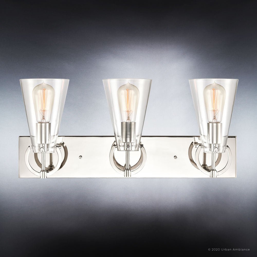 UEX2542 New Traditional Bath Light 10''H x 23''W, Polished Nickel Finish, Irvine Collection