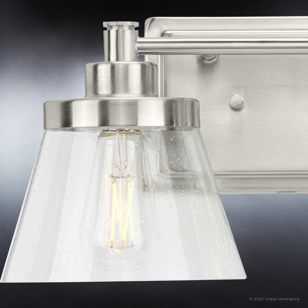 UHP3990 Traditional Bath Light 7.75''H x 15.5''W, Brushed Nickel Finish, Pawtucket Collection