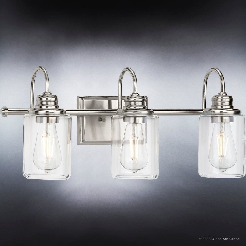 UHP4062 Vintage Bath Light 9.875''H x 23.375''W, Brushed Nickel Finish, Hedland Collection