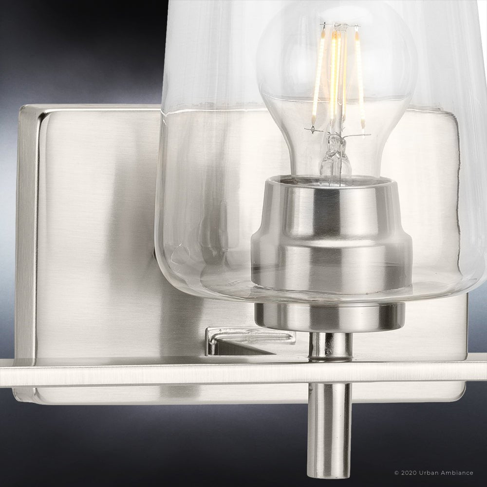 UHP4202 New Traditional Bath Light 8.5''H x 24.25''W, Brushed Nickel Finish, Swan-Hill Collection