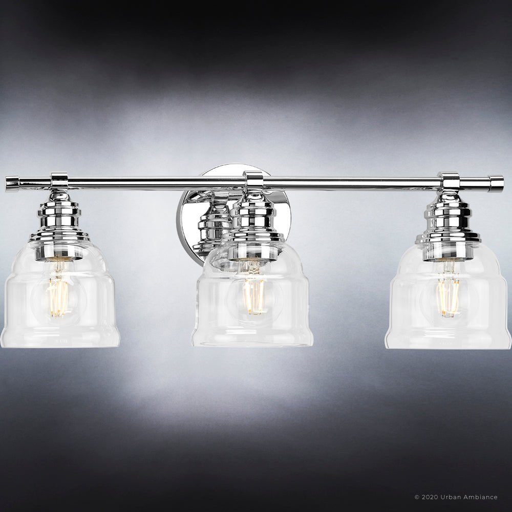 UHP4302 Vintage Bath Light 7.875''H x 21''W, Polished Chrome Finish, Phoenix Collection