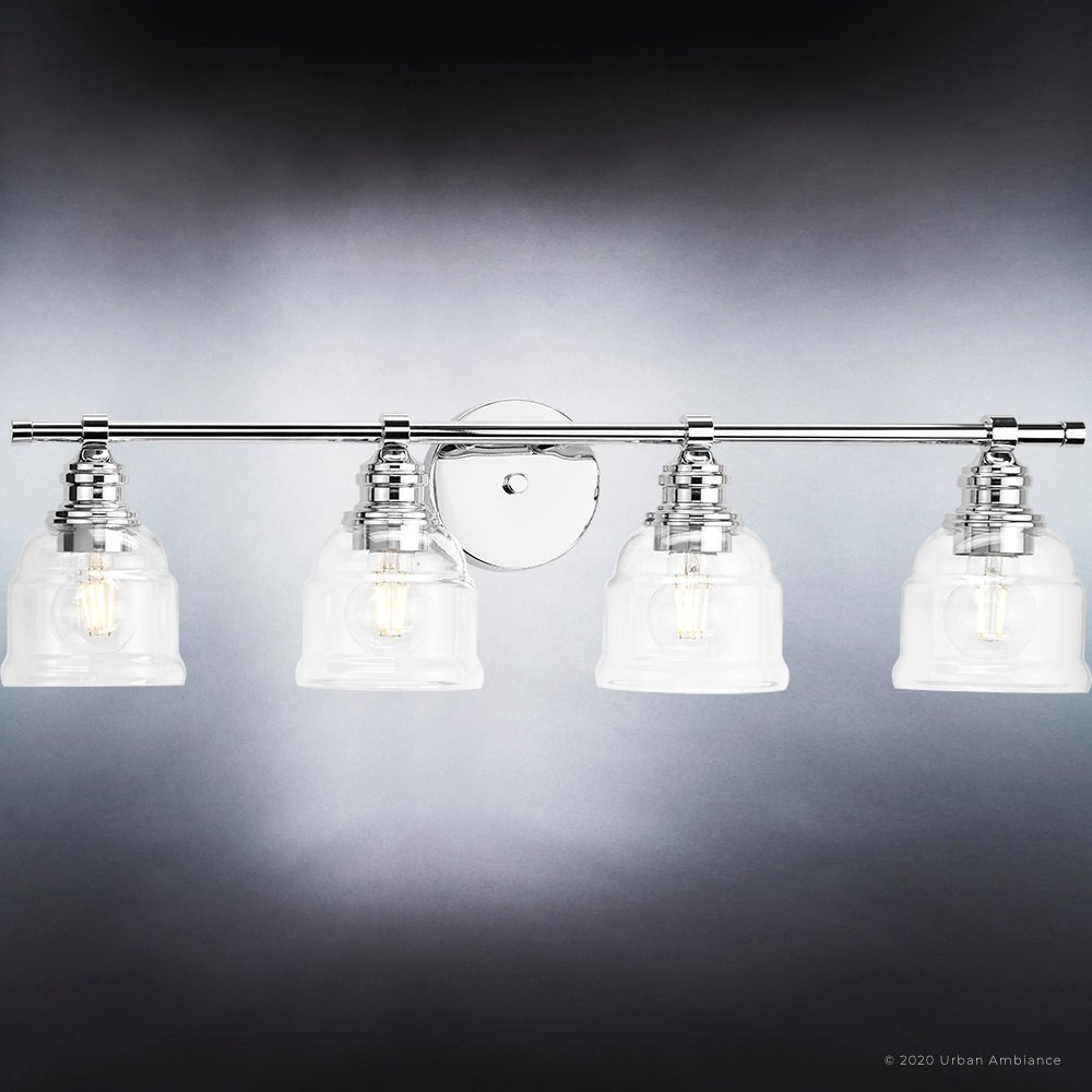 UHP4303 Vintage Bath Light 7.875''H x 29''W, Polished Chrome Finish, Phoenix Collection