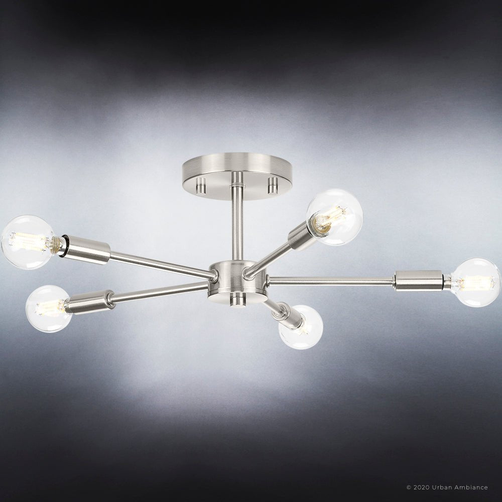 UHP4346 Mid-Century Modern Ceiling Light 5.625''H x 16''W, Brushed Nickel Finish, Albuquerque Collection