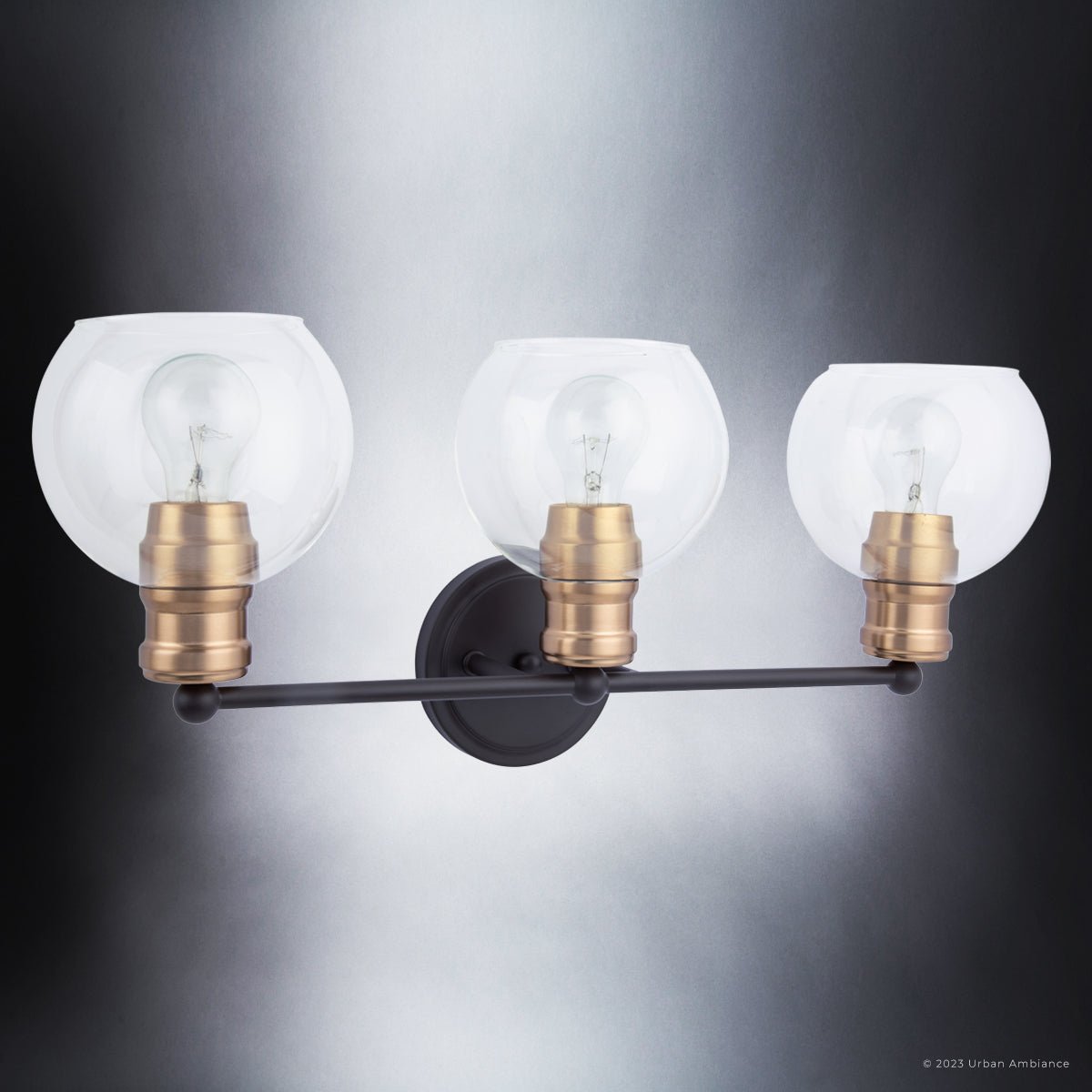 ULB2082 Industrial Bath Light, 10''H x 24''W, Matte Black and Gold Finish, Nipsa Collection