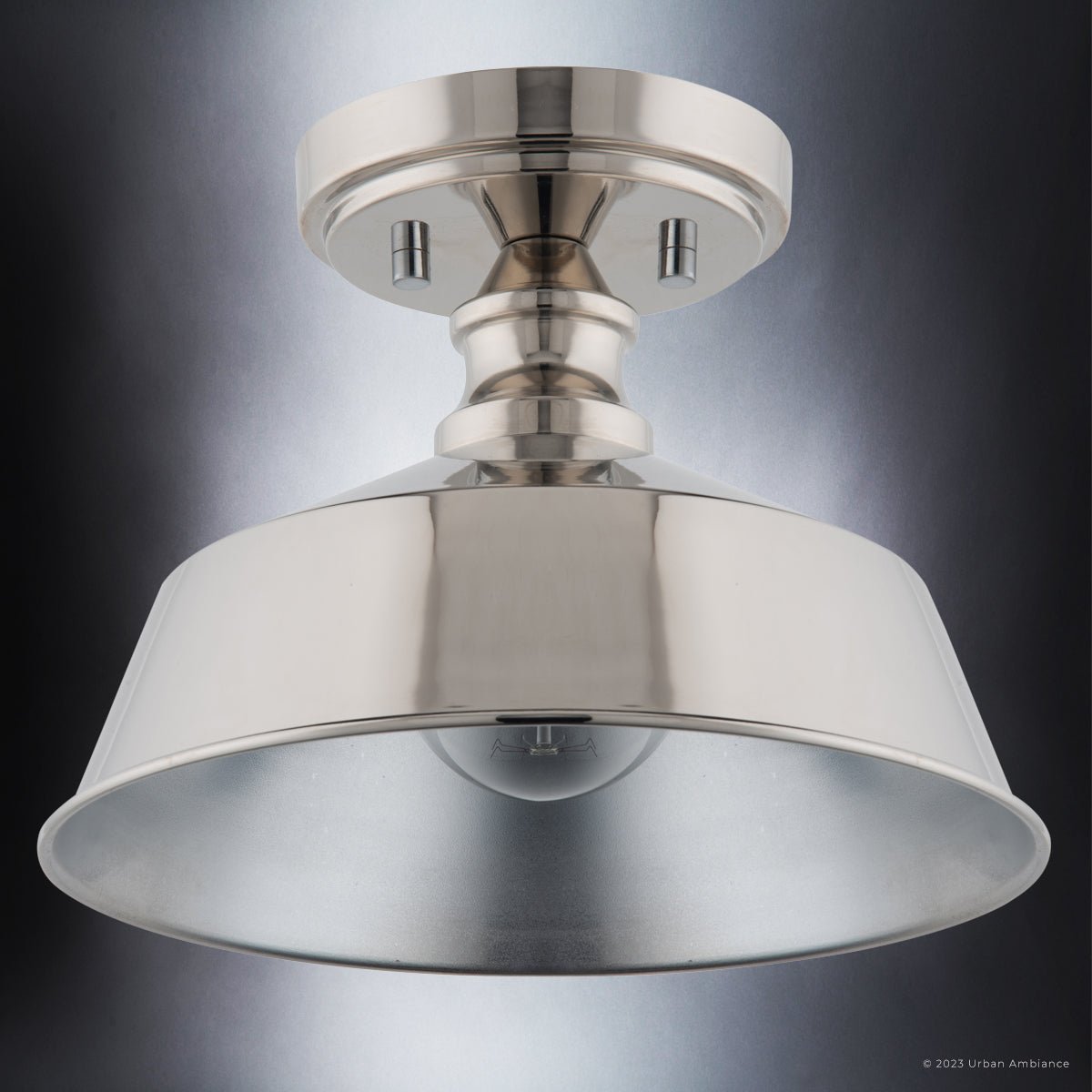 ULB2201 Modern Farmhouse Ceiling Light, 7''H x 10''W, Brushed Nickel Finish, Athlone Collection