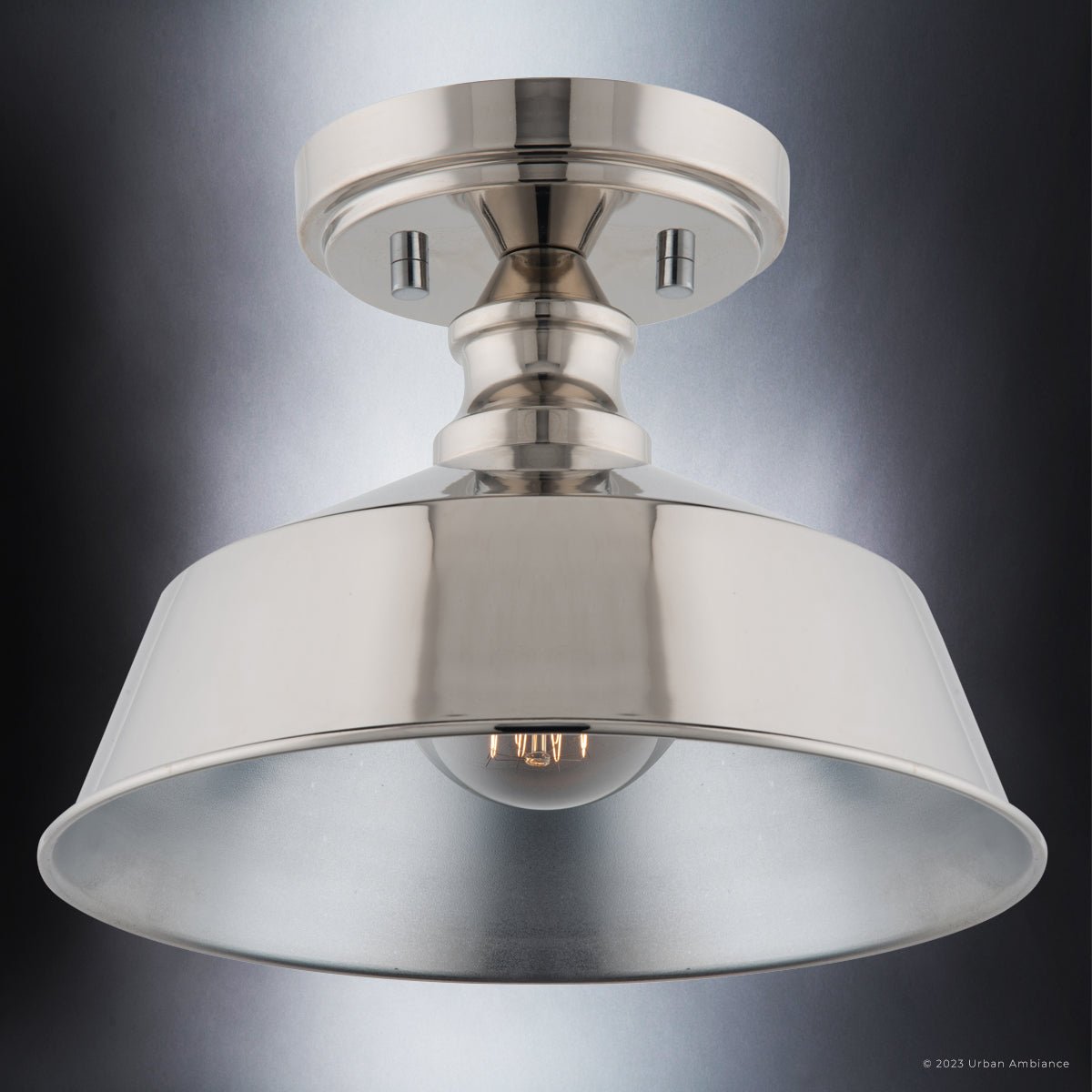 ULB2201 Modern Farmhouse Ceiling Light, 7''H x 10''W, Brushed Nickel Finish, Athlone Collection