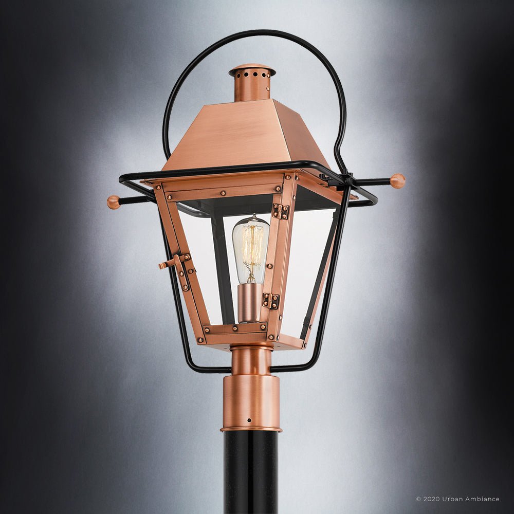 UQL1380 Historic Outdoor Post/Pier Light, 22.75"H x 17.75"W, Rustic Copper Finish, Paris Collection