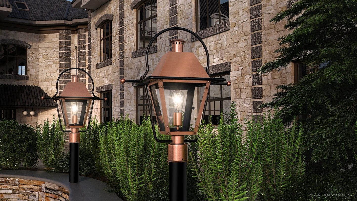 UQL1380 Historic Outdoor Post/Pier Light, 22.75"H x 17.75"W, Rustic Copper Finish, Paris Collection