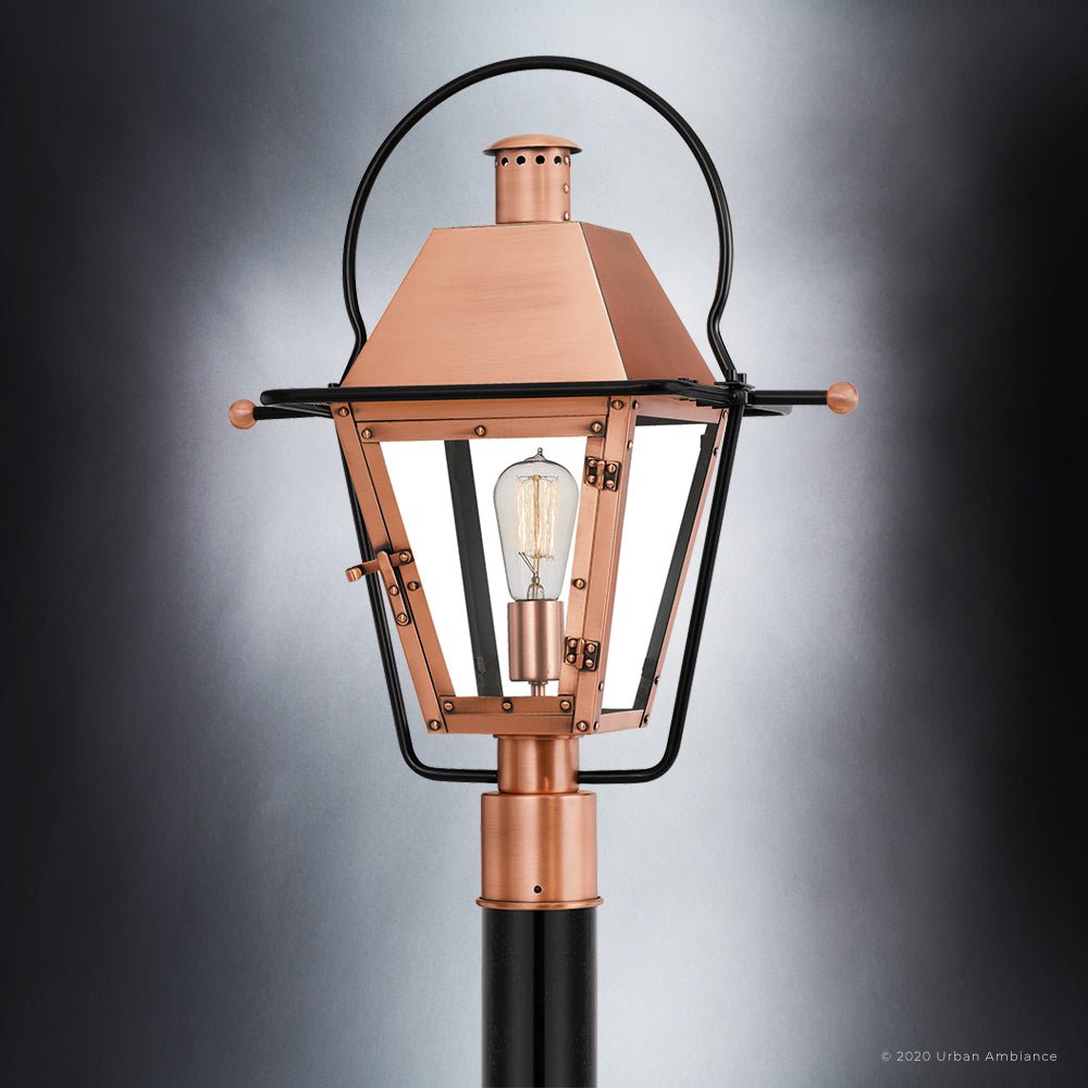 UQL1380 Historic Outdoor Post/Pier Light, 22.75"H x 17.75"W, Rustic Copper Finish, Paris Collection