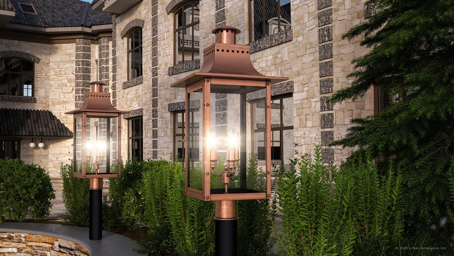 UQL1410 Vintage Outdoor Post/Pier Light, 26"H x 12"W, Rustic Copper Finish, Longview Collection