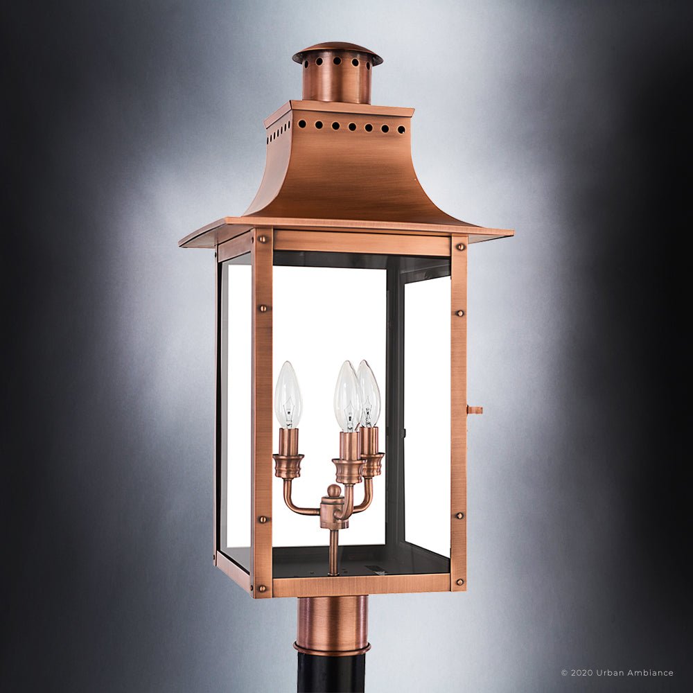 UQL1410 Vintage Outdoor Post/Pier Light, 26"H x 12"W, Rustic Copper Finish, Longview Collection