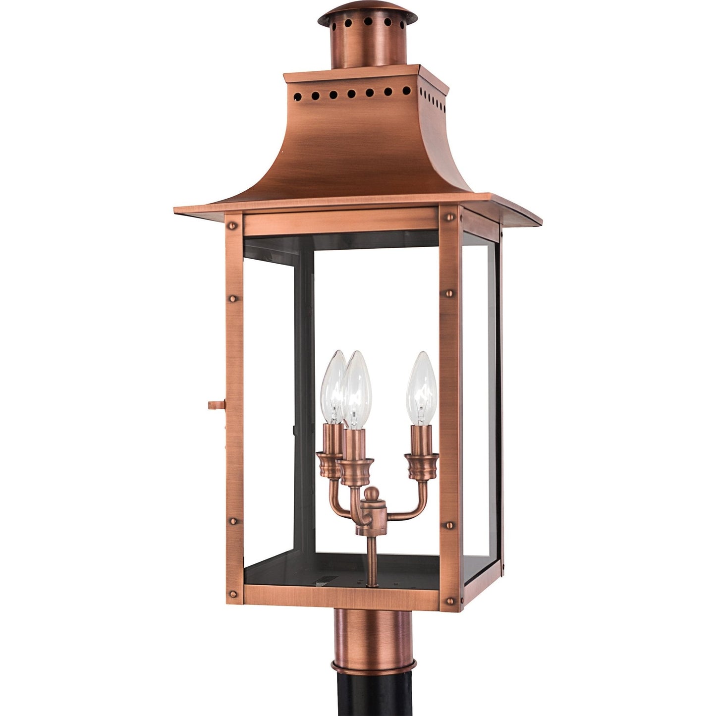 UQL1410 Vintage Outdoor Post/Pier Light, 26"H x 12"W, Rustic Copper Finish, Longview Collection