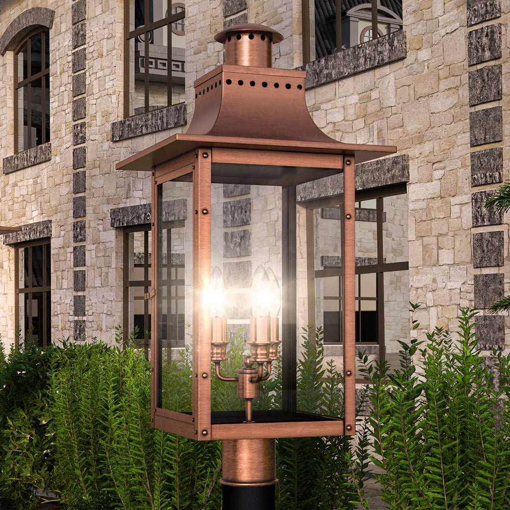 UQL1410 Vintage Outdoor Post/Pier Light, 26"H x 12"W, Rustic Copper Finish, Longview Collection