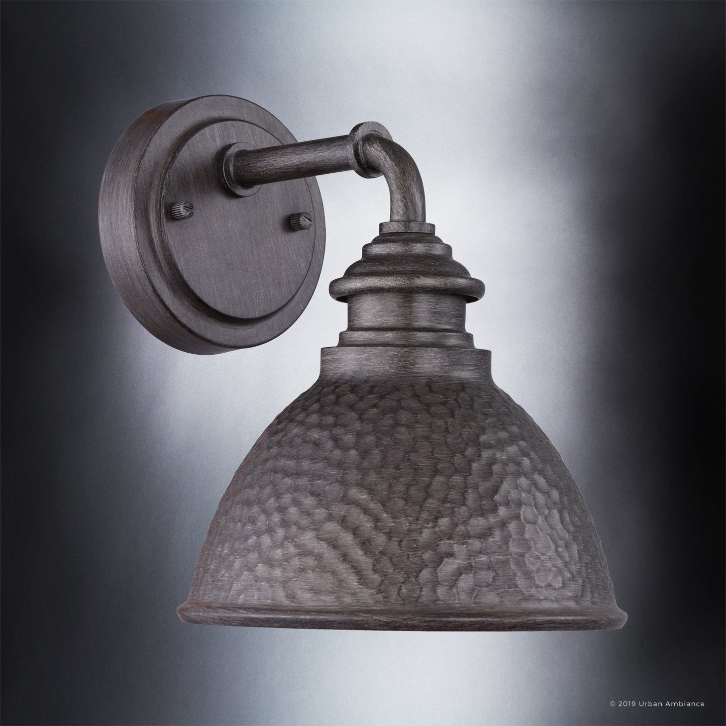 UHP1175 Hammered Outdoor Wall Light, 9-3/4" x 8", Aged Pewter Finish, Firenze Collection