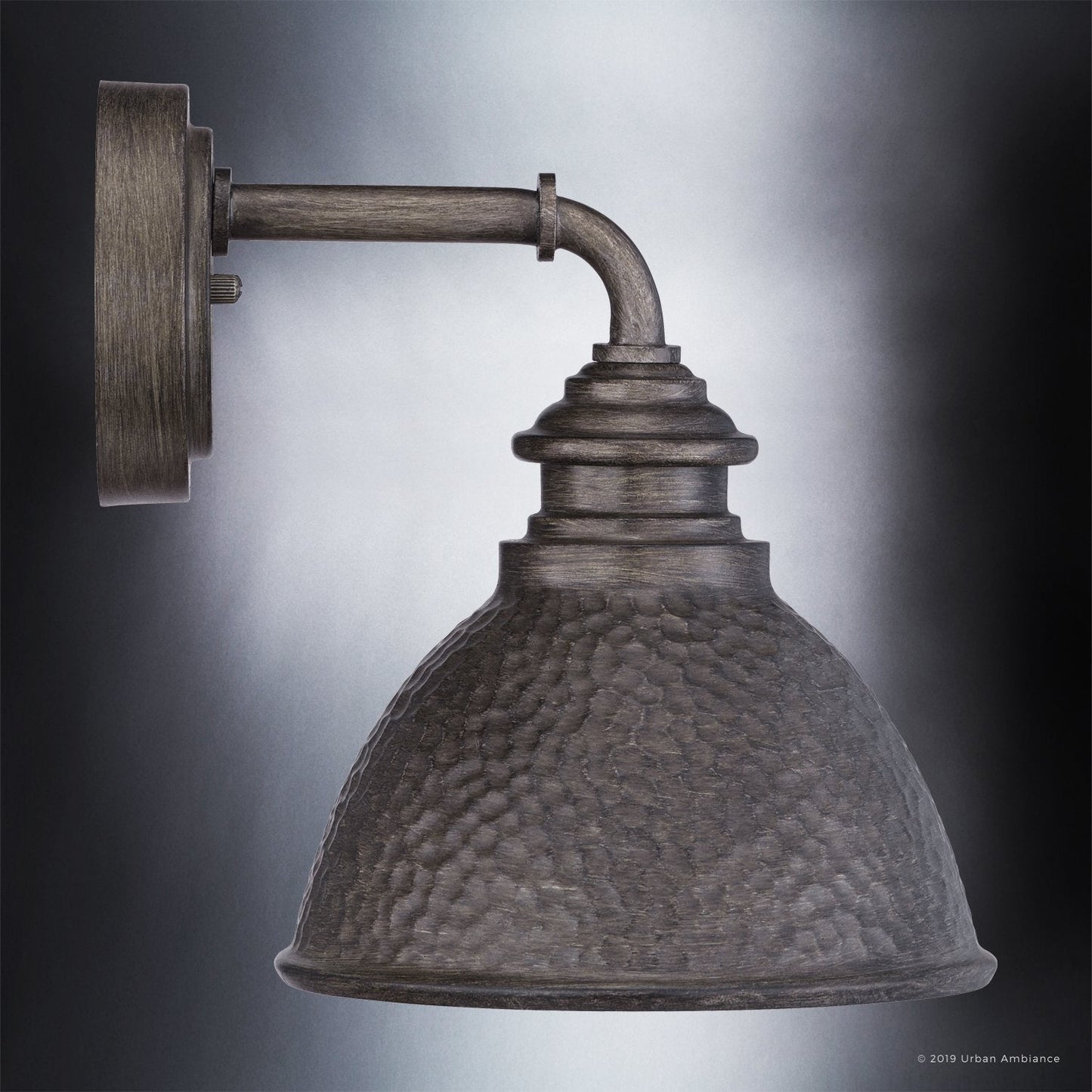 UHP1175 Hammered Outdoor Wall Light, 9-3/4" x 8", Aged Pewter Finish, Firenze Collection