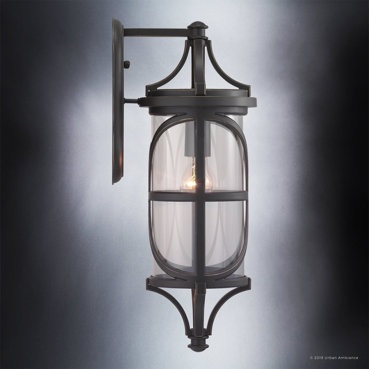 UHP1186 Rustic Outdoor Wall Light, 21-3/8" x 7-1/2", Olde Bronze Finish, Brussels Collection