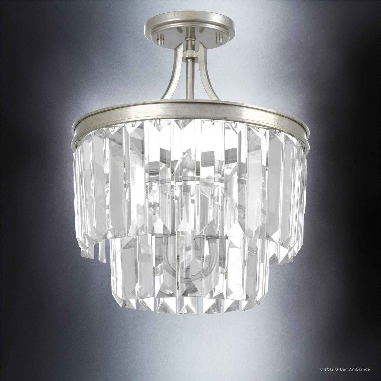 UHP2466 Cosmopolitan Ceiling Light, 15-1/2" x 13-1/8", Antique Silver Finish, Lille Collection