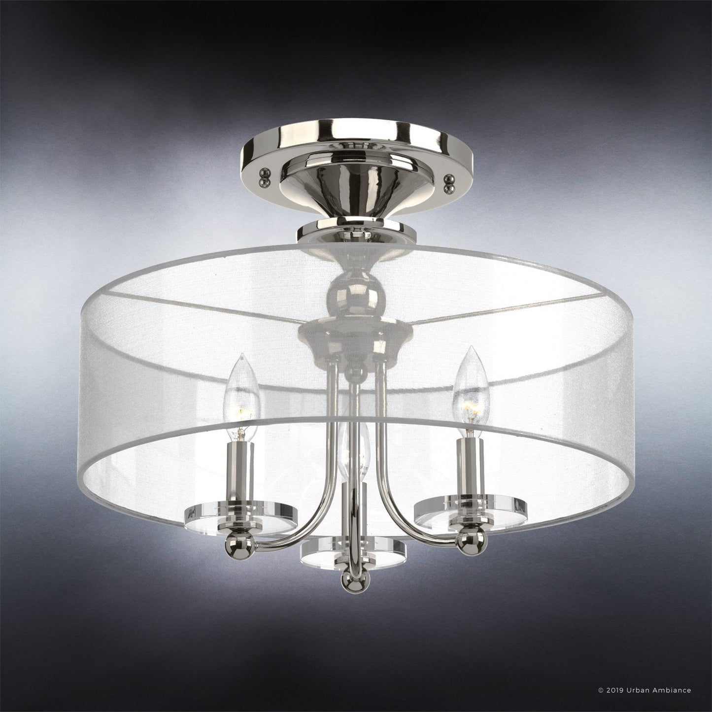 UHP2920 Cosmopolitan Ceiling Light, 14" x 18", Polished Nickel Finish, Charnwood Collection