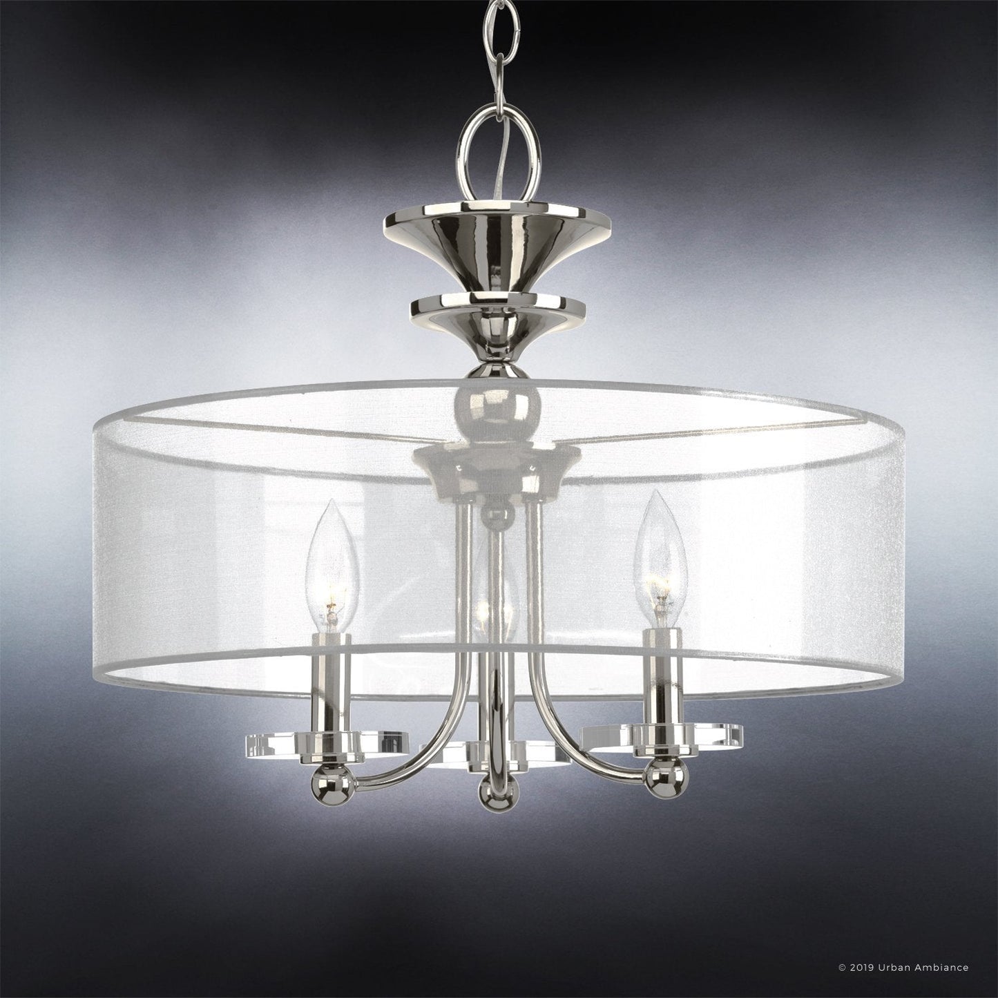 UHP2920 Cosmopolitan Ceiling Light, 14" x 18", Polished Nickel Finish, Charnwood Collection